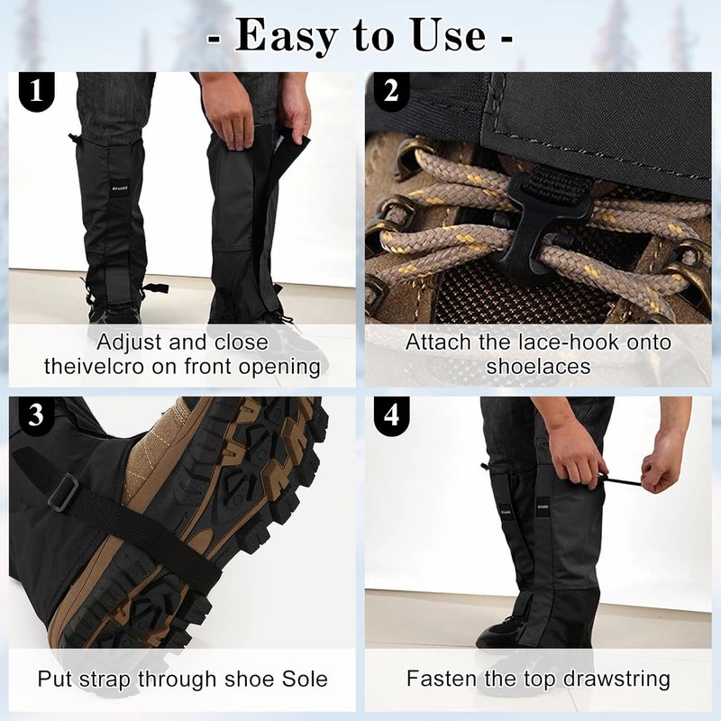 yuuzue Waterproof Adjustable Hiking Gaiters for Men and Women, Snow Boots-Gaiters for Hiking in Hunting Sand Mud Mountain Climbing Snowshoeing - Image 5